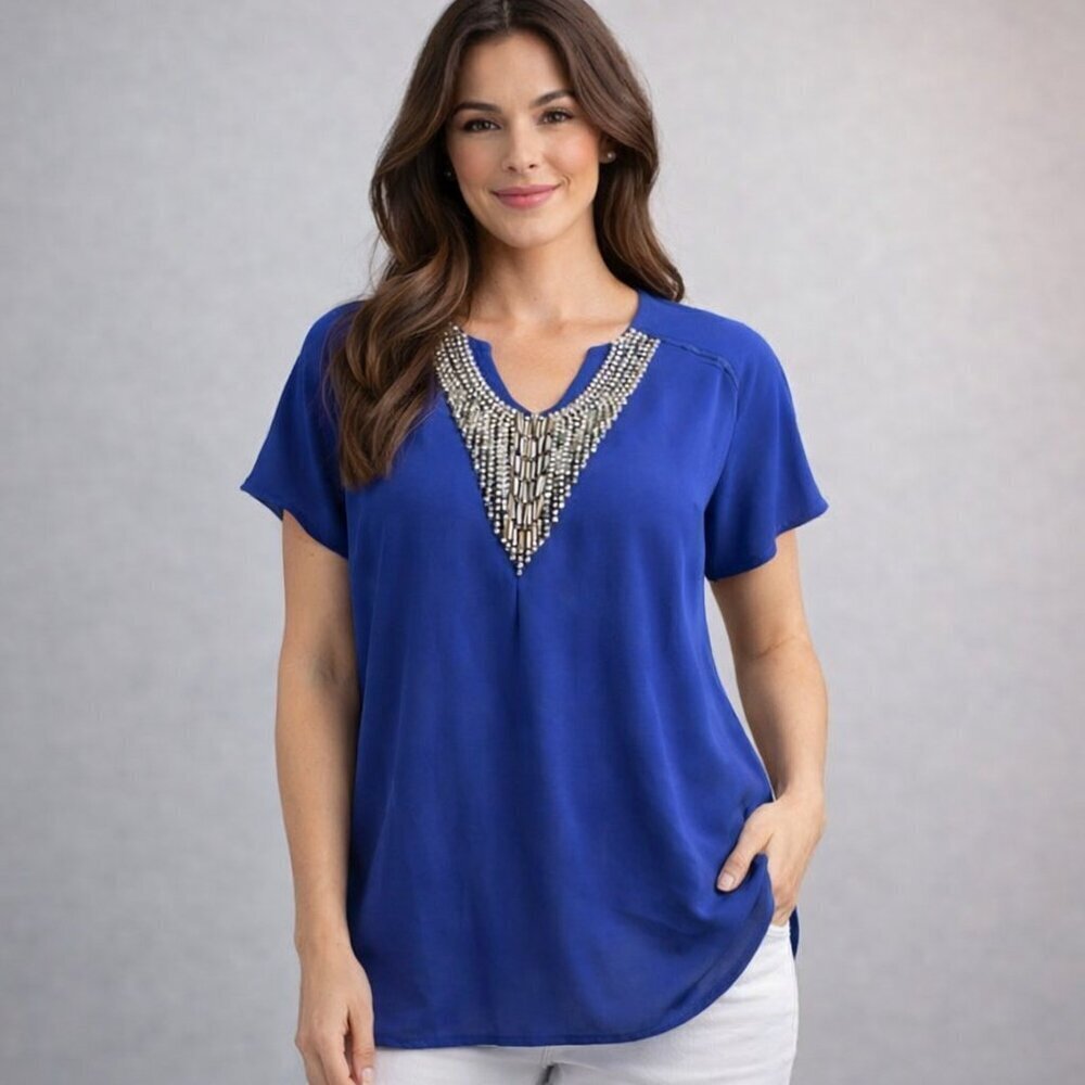 Pecas, size M Elegant Royal Blue Metalic hardware Women's Blouse